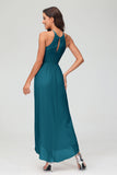 Simple Chiffon Asymmetrical Halter Wedding Party Dress Formal Evening Dresses Gowns