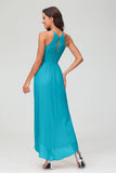 Simple Chiffon Asymmetrical Halter Wedding Party Dress Formal Evening Dresses Gowns
