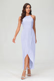 Simple Chiffon Asymmetrical Halter Wedding Party Dress Formal Evening Dresses Gowns
