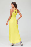 Simple Chiffon Asymmetrical Halter Wedding Party Dress Formal Evening Dresses Gowns