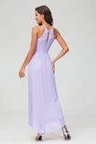 Simple Chiffon Asymmetrical Halter Wedding Party Dress Formal Evening Dresses Gowns