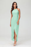 Simple Chiffon Asymmetrical Halter Wedding Party Dress Formal Evening Dresses Gowns