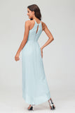 Simple Chiffon Asymmetrical Halter Wedding Party Dress Formal Evening Dresses Gowns