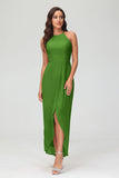 Simple Chiffon Asymmetrical Halter Wedding Party Dress Formal Evening Dresses Gowns