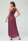 Simple Chiffon Asymmetrical Halter Wedding Party Dress Formal Evening Dresses Gowns