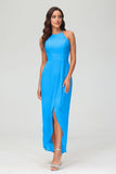 Simple Chiffon Asymmetrical Halter Wedding Party Dress Formal Evening Dresses Gowns