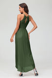 Simple Chiffon Asymmetrical Halter Wedding Party Dress Formal Evening Dresses Gowns