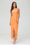 Simple Chiffon Asymmetrical Halter Wedding Party Dress Formal Evening Dresses Gowns