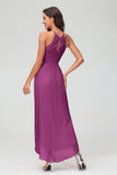 Simple Chiffon Asymmetrical Halter Wedding Party Dress Formal Evening Dresses Gowns
