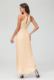 Simple Chiffon Asymmetrical Halter Wedding Party Dress Formal Evening Dresses Gowns