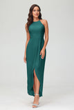 Simple Chiffon Asymmetrical Halter Wedding Party Dress Formal Evening Dresses Gowns
