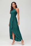 Simple Chiffon Asymmetrical Halter Wedding Party Dress Formal Evening Dresses Gowns