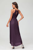 Simple Chiffon Asymmetrical Halter Wedding Party Dress Formal Evening Dresses Gowns
