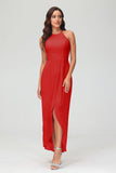 Simple Chiffon Asymmetrical Halter Wedding Party Dress Formal Evening Dresses Gowns