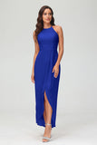 Simple Chiffon Asymmetrical Halter Wedding Party Dress Formal Evening Dresses Gowns