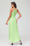 Simple Chiffon Asymmetrical Halter Wedding Party Dress Formal Evening Dresses Gowns