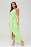 Simple Chiffon Asymmetrical Halter Wedding Party Dress Formal Evening Dresses Gowns