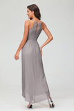 Simple Chiffon Asymmetrical Halter Wedding Party Dress Formal Evening Dresses Gowns