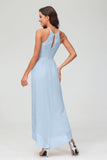 Simple Chiffon Asymmetrical Halter Wedding Party Dress Formal Evening Dresses Gowns
