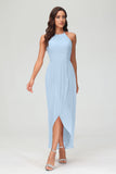 Simple Chiffon Asymmetrical Halter Wedding Party Dress Formal Evening Dresses Gowns