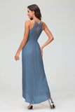 Simple Chiffon Asymmetrical Halter Wedding Party Dress Formal Evening Dresses Gowns