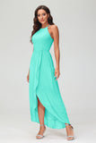 Simple Chiffon Asymmetrical Halter Wedding Party Dress Formal Evening Dresses Gowns