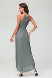 Simple Chiffon Asymmetrical Halter Wedding Party Dress Formal Evening Dresses Gowns