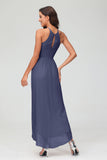 Simple Chiffon Asymmetrical Halter Wedding Party Dress Formal Evening Dresses Gowns