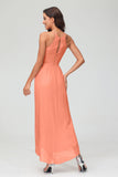 Simple Chiffon Asymmetrical Halter Wedding Party Dress Formal Evening Dresses Gowns