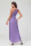 Simple Chiffon Asymmetrical Halter Wedding Party Dress Formal Evening Dresses Gowns