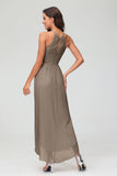 Simple Chiffon Asymmetrical Halter Wedding Party Dress Formal Evening Dresses Gowns