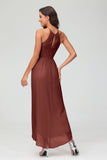 Simple Chiffon Asymmetrical Halter Wedding Party Dress Formal Evening Dresses Gowns