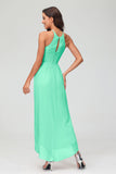 Simple Chiffon Asymmetrical Halter Wedding Party Dress Formal Evening Dresses Gowns