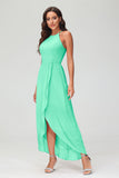 Simple Chiffon Asymmetrical Halter Wedding Party Dress Formal Evening Dresses Gowns