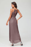 Simple Chiffon Asymmetrical Halter Wedding Party Dress Formal Evening Dresses Gowns
