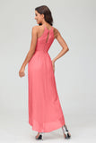 Simple Chiffon Asymmetrical Halter Wedding Party Dress Formal Evening Dresses Gowns