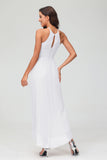 Simple Chiffon Asymmetrical Halter Wedding Party Dress Formal Evening Dresses Gowns