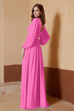 Plunging V Neck Formal Evening Dresses with Long Sleeves Mother of the Bride Dress Gowns