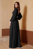 Plunging V Neck Formal Evening Dresses with Long Sleeves Mother of the Bride Dress Gowns