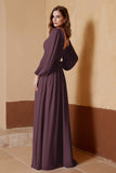 Plunging V Neck Formal Evening Dresses with Long Sleeves Mother of the Bride Dress Gowns