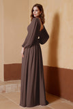 Plunging V Neck Formal Evening Dresses with Long Sleeves Mother of the Bride Dress Gowns