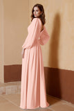 Plunging V Neck Formal Evening Dresses with Long Sleeves Mother of the Bride Dress Gowns