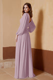 Plunging V Neck Formal Evening Dresses with Long Sleeves Mother of the Bride Dress Gowns