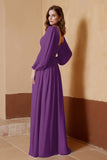 Plunging V Neck Formal Evening Dresses with Long Sleeves Mother of the Bride Dress Gowns