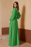 Plunging V Neck Formal Evening Dresses with Long Sleeves Mother of the Bride Dress Gowns