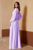 Plunging V Neck Formal Evening Dresses with Long Sleeves Mother of the Bride Dress Gowns
