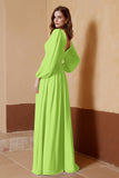 Plunging V Neck Formal Evening Dresses with Long Sleeves Mother of the Bride Dress Gowns