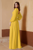 Plunging V Neck Formal Evening Dresses with Long Sleeves Mother of the Bride Dress Gowns