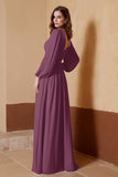 Plunging V Neck Formal Evening Dresses with Long Sleeves Mother of the Bride Dress Gowns