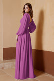 Plunging V Neck Formal Evening Dresses with Long Sleeves Mother of the Bride Dress Gowns